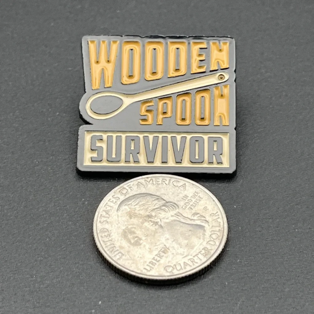 Wooden Spoon Survivor Funny Novelty Lapel Hat Pin‎